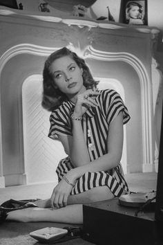 Lauren Bacall in stripes